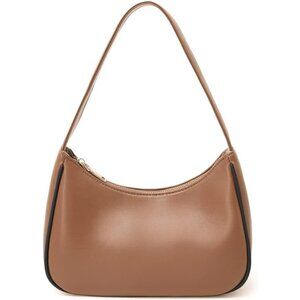 Women Coffee&black Imported Polyester Leather Zipper Closure Mini Tote Handbag